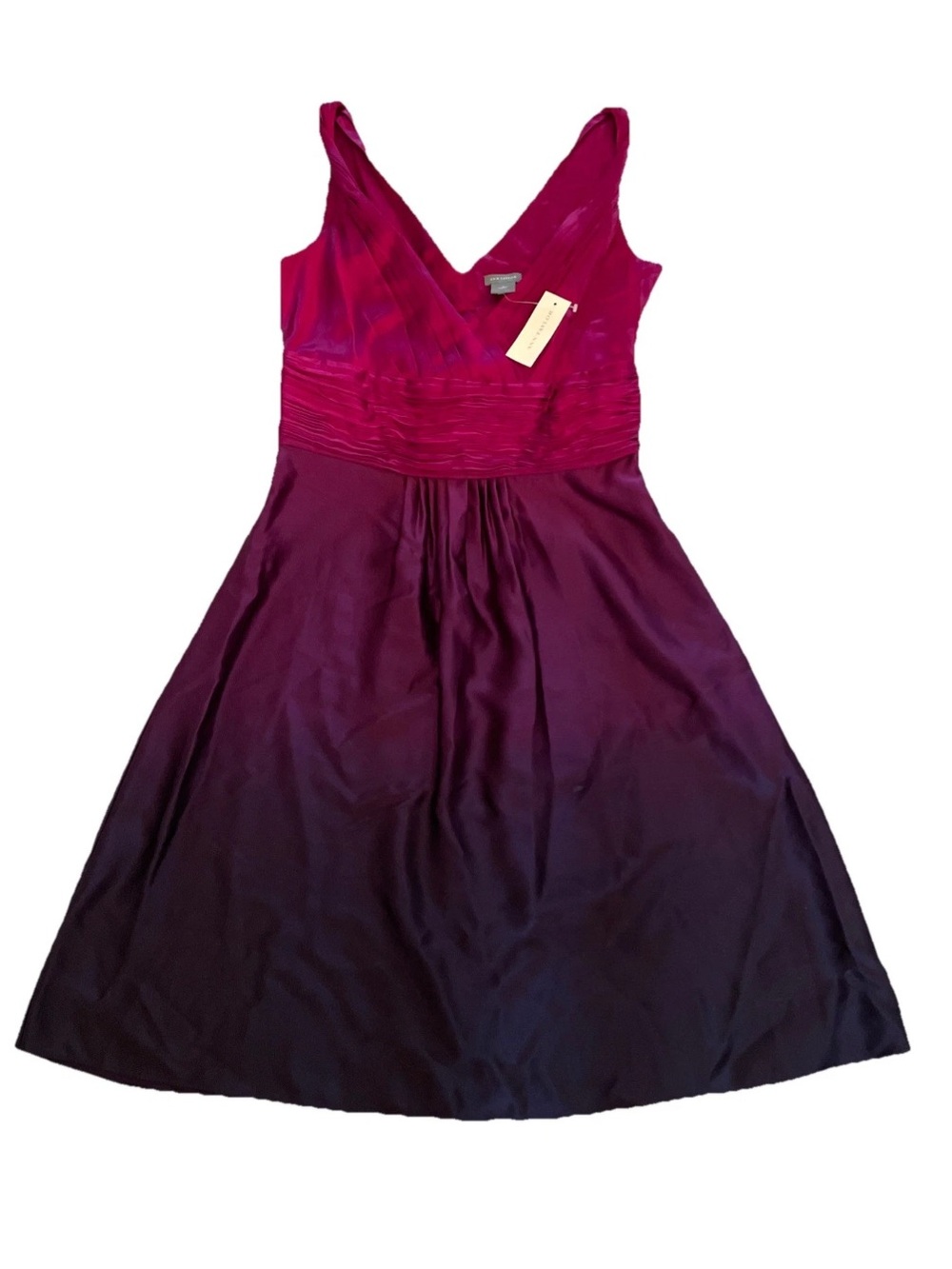 NWT Ann Taylor Sleeveless Silk Purple Ombre Mini Dress Size 2 Cocktail MSRP $198